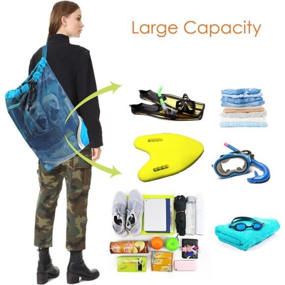 Drawstring Backpack for Men Women Athletic Gym Sports Workout Beach Swim - Picture 5 of 6